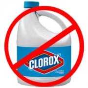 Don’t use clorax to kill mold Clorox bottle with a red sign meaning don't use on mold